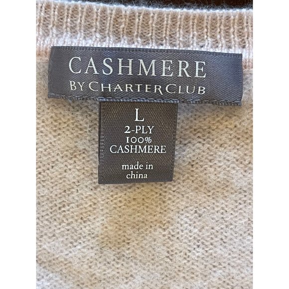 Charter Club Pink 100% 2 Ply Cashmere V- Neck Balloon Sleeve Sweater Size L - Picture 5 of 7